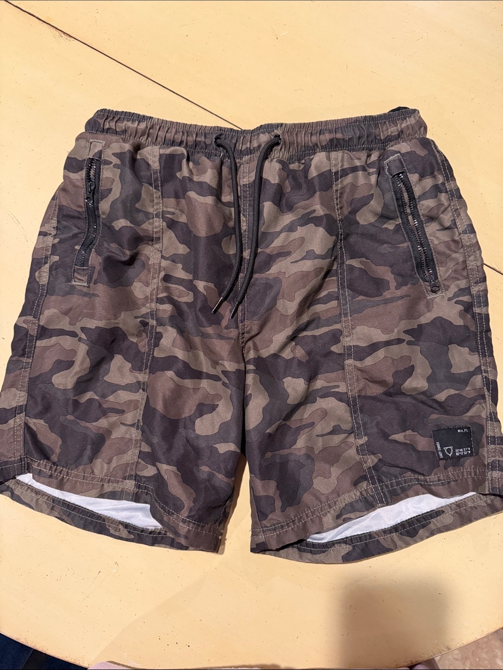 Primark Men's Camo Swim Trunks - Green / Brown